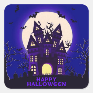 Moonlight Haunted Mansion Square Sticker