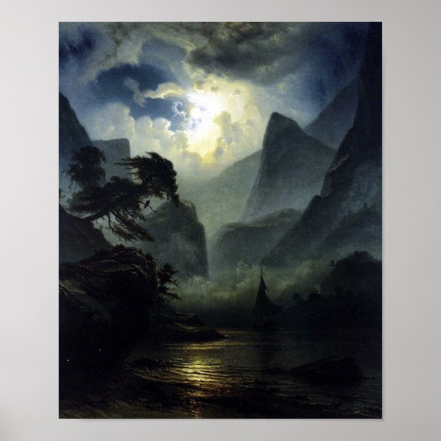 Moonlight – landscape – Noweigan-fjord Poster (Front)