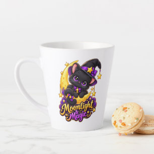 Moonlight Magic Cute Black Cat Witch Mug