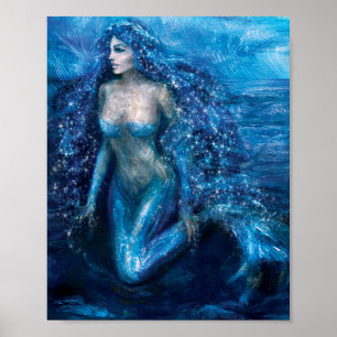 MoonLight Mermaid ~ Art Print 8 x 10 ~ by Kat