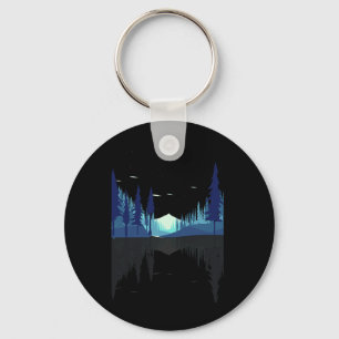Moonlight Mountains Nature Trees Wildlife Forest H Key Ring
