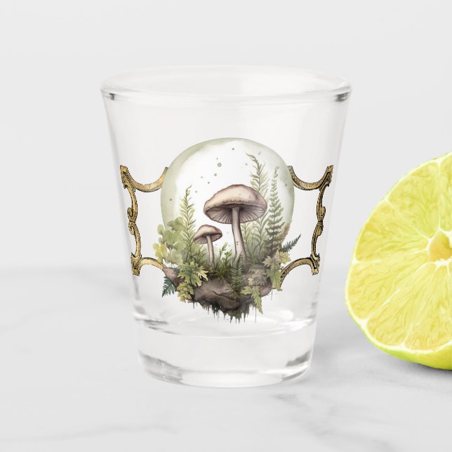 Moonlight Mushroom Garden  Shot Glass (Front)