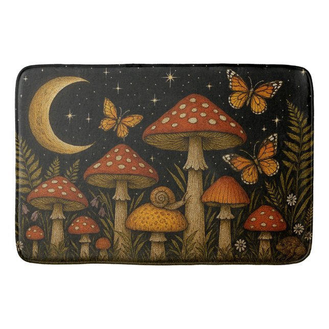 Moonlight Mushrooms Bath Mat (Front)