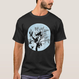 Moonlight Night Black Crow Forest Animal Bird Rave T-Shirt