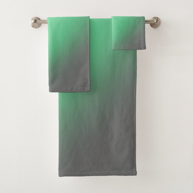 Moonlight Ombre Grey & Green  Bath Towel Set (Insitu)
