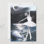 Moonlight on Swan Lake Card<br><div class="desc">Ballet Invitation/Card: Moonlight on Swan Lake Moonlight on Swan Lake evokes the magical melancholy of Odette, a princess bound by a spell to become a swan, returning to human form only at night when the moon is high. I painted the scene in a limited palette of muted cool tones with...</div>