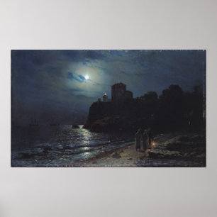 Moonlight on the Edge of a Lake, 1870 Poster