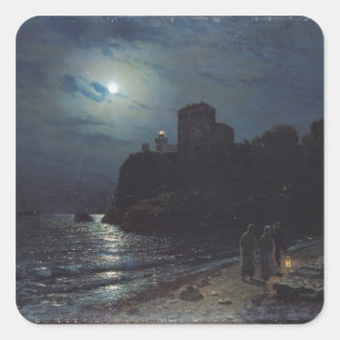 Moonlight on the Edge of a Lake, 1870 Square Sticker