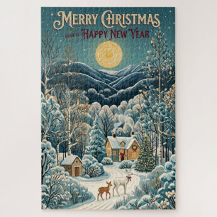 Moonlight Over Winter Valley Jigsaw Puzzle