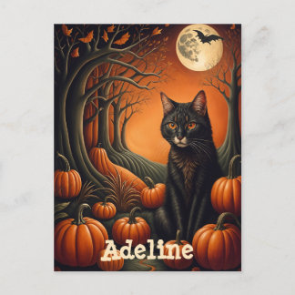 Moonlight Pumpkin Patch Personalised Halloween Postcard