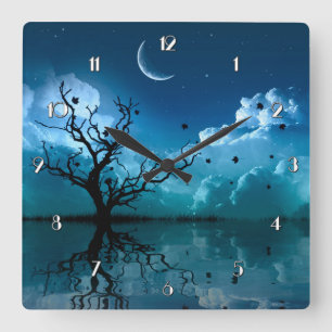 Moonlight Reflections Scenic Night Sky Clock