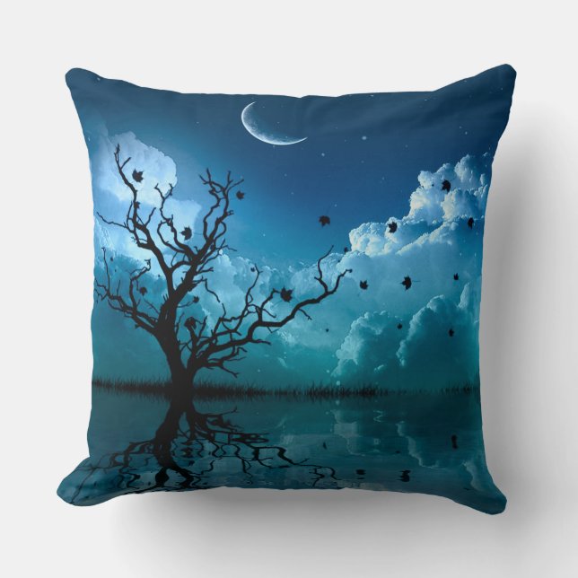 Moonlight Reflections Scenic Night Sky PIllow (Front)