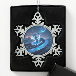Moonlight Rehearsal – Dancing in the moonlight. Snowflake Pewter Christmas Ornament