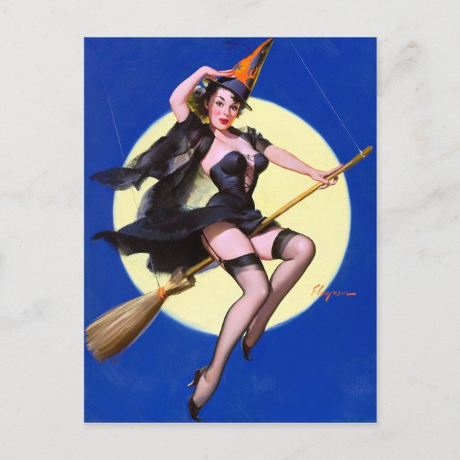 Moonlight Ride Pin Up Postcard (Front)