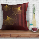 Moonlight Romance Burgundy ID881  Cushion<br><div class="desc">This exciting wedding collection features intriguing lighting effects, golden foliage and uses a handwritten script font to add a modern touch. The coordinating throw pillow shown here has ginko leaves drifting in the moonlight giving it a romantic, ethereal quality. Search ID881 to see other colour choices and coordinating pieces for...</div>