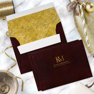 Moonlight Romance Burgundy/Pebbled Gold ID881 Envelope