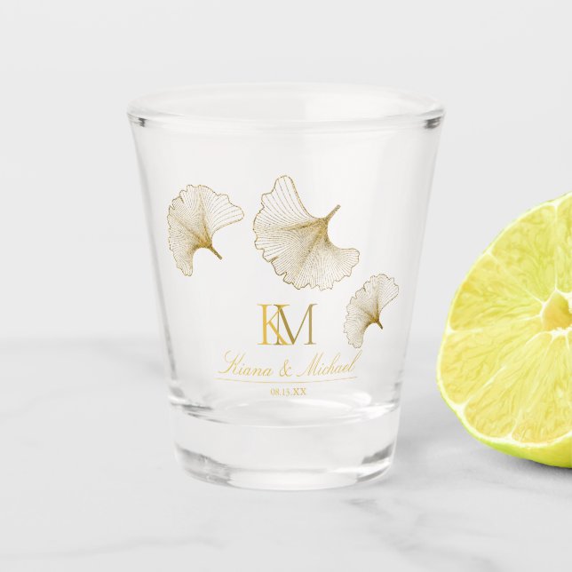 Moonlight Romance Ginkgo Biloba Gold ID881 Shot Glass (Front)