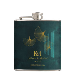 Moonlight Romance Groomsman Emerald Green ID881 Hip Flask