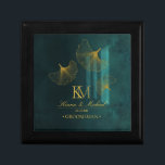 Moonlight Romance Groomsman Gold Emerald ID881 Gift Box<br><div class="desc">This exciting wedding collection features intriguing lighting effects, golden foliage and uses a handwritten script font to add a modern touch. The wedding gift keepsake box shown here has ginkgo leaves drifting in the moonlight, giving it a romantic, ethereal quality. Add your names, wedding party role and wedding date using...</div>