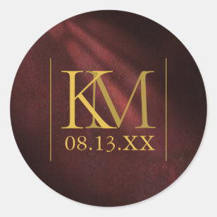 Moonlight Romance Wedding Burgundy ID881 Classic Round Sticker