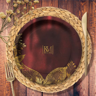 Moonlight Romance Wedding Burgundy ID881 Paper Plate