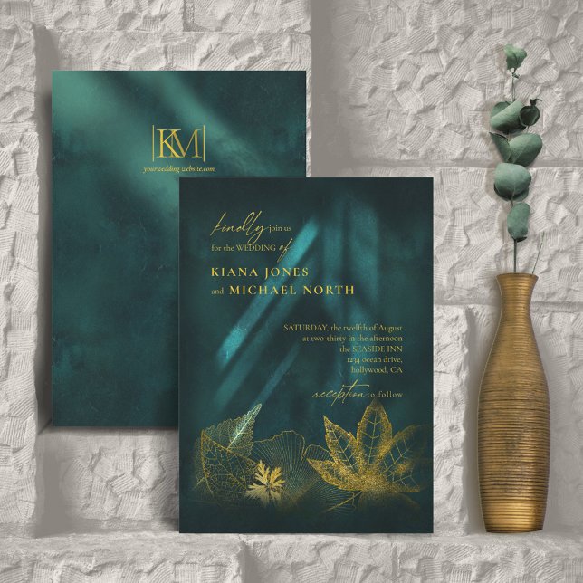 Moonlight Romance Wedding Emerald Green ID881 Invitation (Creator Uploaded)