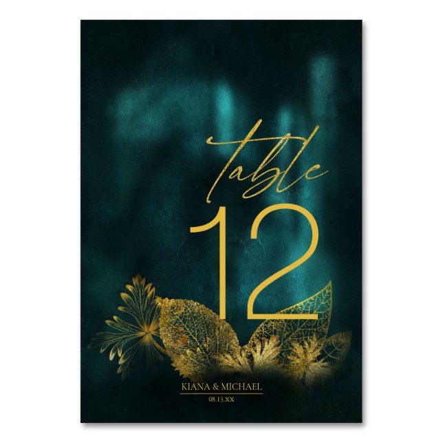 Moonlight Romance Wedding Emerald Green ID881 Table Number (Front)