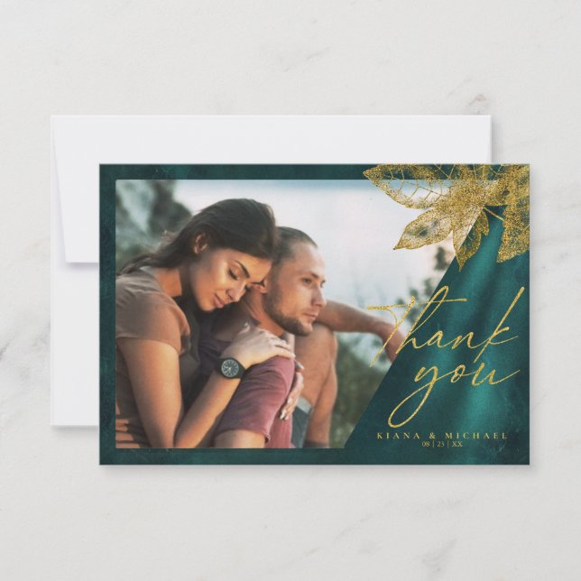 Moonlight Romance Wedding Emerald Green ID881 Thank You Card (Front)