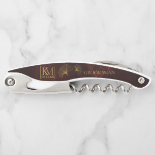 Moonlight Romance Wedding Groomsman Burgundy ID881 Corkscrew