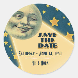 Moonlight Romance Wedding - Save The Date Classic Round Sticker