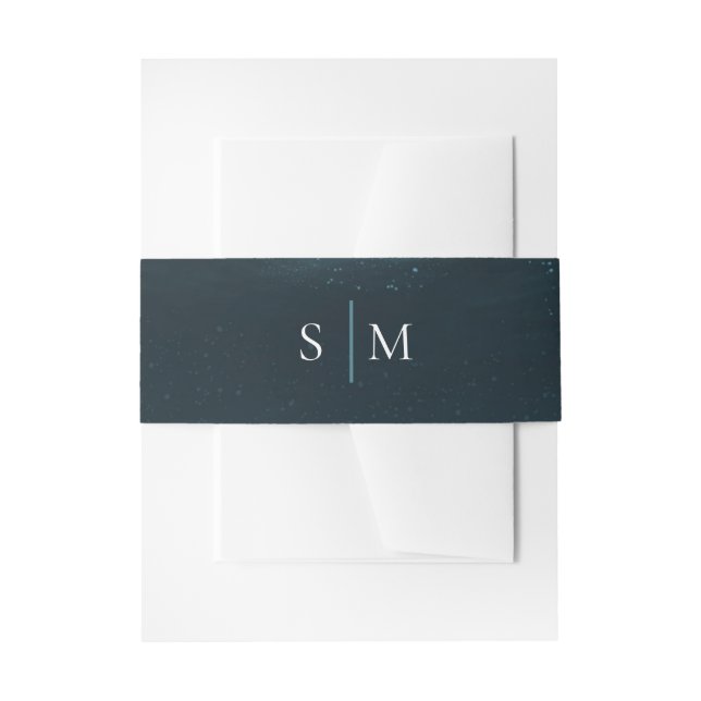 Moonlight Sea Monogram Belly Band – Midnight Blue Invitation Belly Band (Front Example)