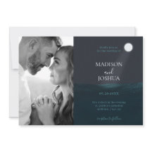 Moonlight Sea Photo Wedding Invitation