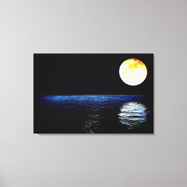 Moonlight seascape water reflection wall art print (Front)