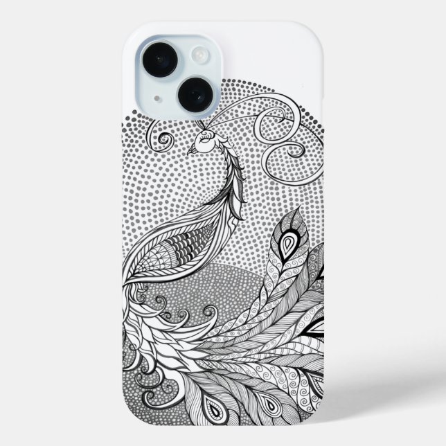 Moonlight Silver and White Peacock Case-Mate iPhone Case (Back)