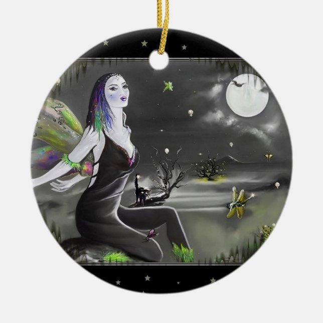 Moonlight Singer Fairy Ceramic Tree Decoration (Front)