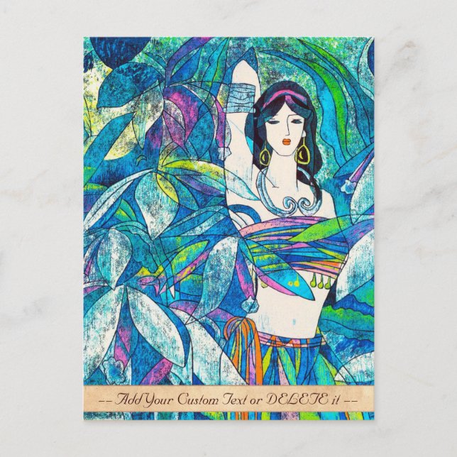 Moonlight Song Hao Ping oriental abstract lady art Postcard (Front)