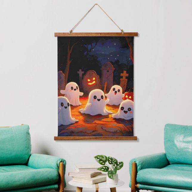 Moonlight Spooky Ghost Tales Hanging Tapestry (Living Room)