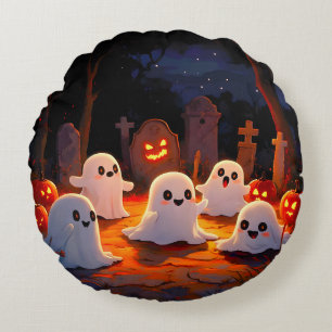 Moonlight Spooky Ghost Tales Round Cushion
