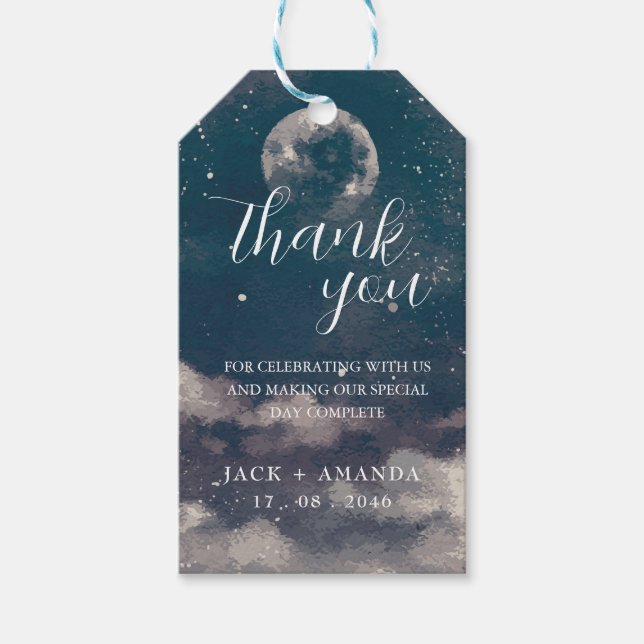 Moonlight Stars wedding decoration packaging tag (Front)