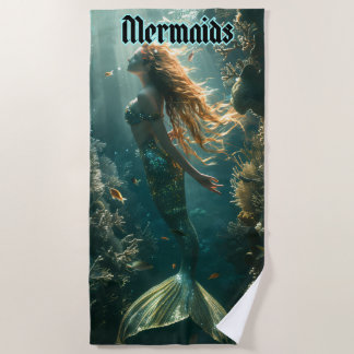 Moonlight Swimming Mermaid Beach Towel