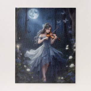 Moonlight Symphony - Dreamy Violin Playing Girl Jigsaw Puzzle
