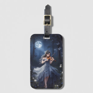 Moonlight Symphony - Dreamy Violin Playing Girl Luggage Tag