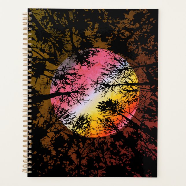 Moonlight Through Dense Forest – Colourful Surreal Planner (Front)