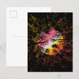 Moonlight Through Dense Forest – Colourful Surreal Postcard