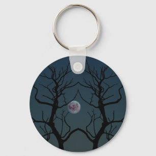 Moonlight Tree Silhouette Key Ring