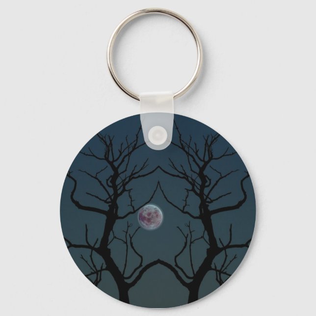 Moonlight Tree Silhouette Key Ring (Front)