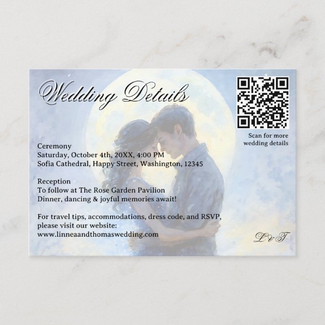 Moonlight Wedding Celestial Love Night Sky Theme Enclosure Card (Front)