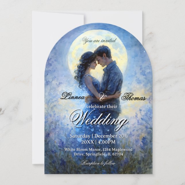 Moonlight Wedding Celestial Love Night Sky Theme Invitation (Front)