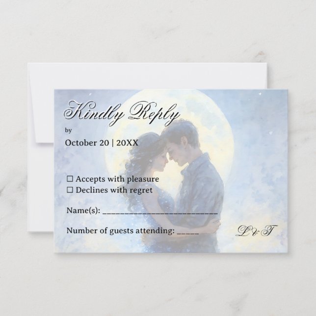 Moonlight Wedding Celestial Love Night Sky Theme RSVP Card (Front)