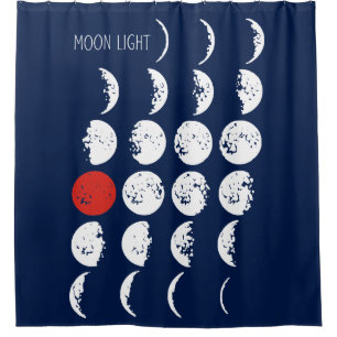 MOONLIGHT white & red + your ideas Shower Curtain